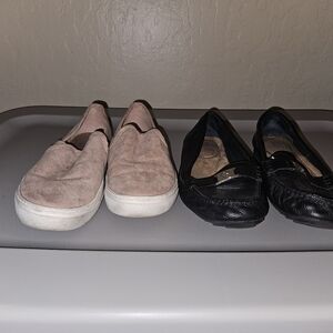 Flat blush sneakers size 7 and Loafer black leather size 7